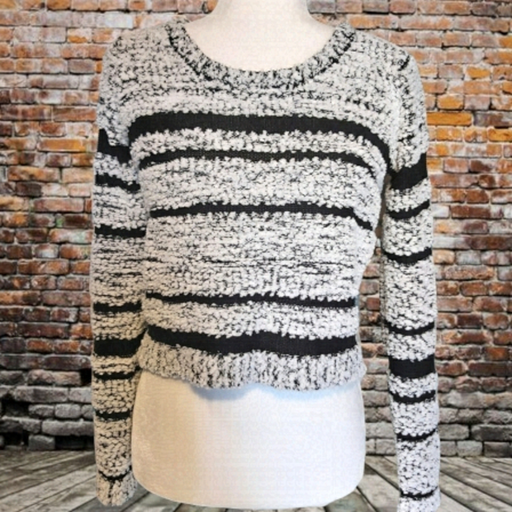 PINK Rose Cropped Stripped Sweater